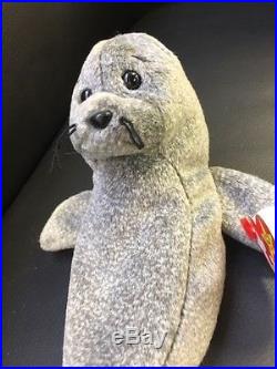 TY Beanie Baby Slippery The Seal Extremely RARE 1998 Retried TAG ERROR NEW