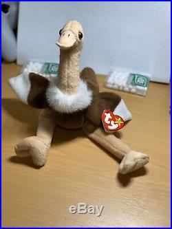 TY Beanie Baby Stretch the Ostrich 1997 MWMT (Rare, Errors, PVC pellets)