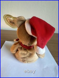 TY Beanie Baby Teddy 4th Gen Tag Holiday Santa Bear Rare With Errors