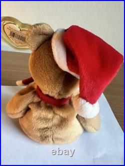 TY Beanie Baby Teddy 4th Gen Tag Holiday Santa Bear Rare With Errors