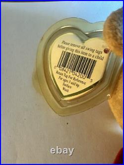 TY Beanie Baby Teddy 4th Gen Tag Holiday Santa Bear Rare With Errors