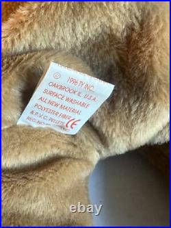 TY Beanie Baby Teddy 4th Gen Tag Holiday Santa Bear Rare With Errors