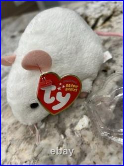 TY Beanie Baby Tiny The White Mouse Ultra Rare 2010 Limited ED. Carletto Tags
