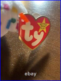 TY Beanie Baby Ty 2K Confetti Bear Retired RARE 1999 PE Pellets with Tag Errors