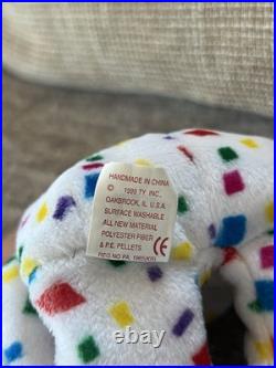 TY Beanie Baby Ty 2K Confetti Bear Retired RARE 1999 PE Pellets with TagErrors