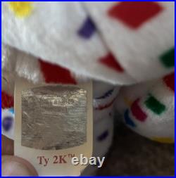 TY Beanie Baby Ty 2K Confetti Bear Retired RARE 1999 PE Pellets with TagErrors
