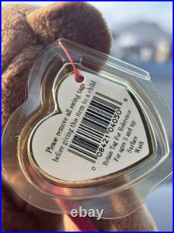 TY Beanie Baby VERY RARE CURLY the Bear withTag Errors (1993/1996) & Brown Nose