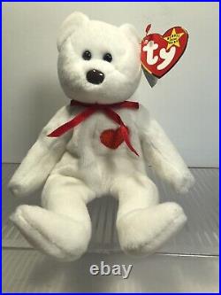 TY Beanie Baby Valentino (Plush) white bear with tag & errors 1993, RARE
