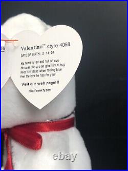 TY Beanie Baby Valentino (Plush) white bear with tag & errors 1993, RARE