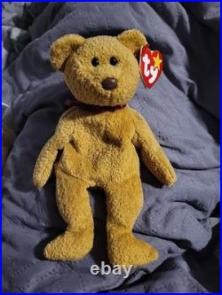 TY Beanie Baby Very Rare Curly the Bear with Tag Errors (1993/1996) & Brown Nose