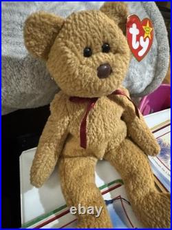 TY Beanie Baby Very Rare Curly the Bear with Tag Errors (1993/1996) & Brown Nose