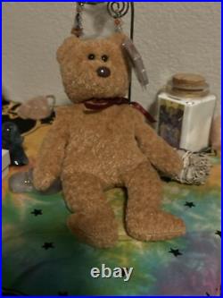 TY Beanie Baby Very Rare Curly the Bear with Tag Errors (1993/1996) & Brown Nose