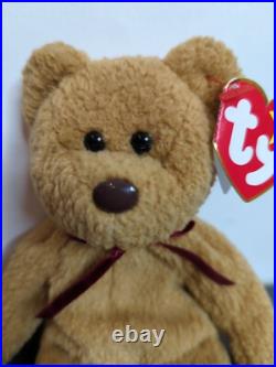 TY Beanie Baby Very Rare Curly the Bear with Tag Errors (1993/1996) & Brown Nose
