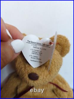 TY Beanie Baby Very Rare Curly the Bear with Tag Errors (1993/1996) & Brown Nose