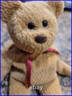TY Beanie Baby Very Rare Curly the Bear with Tag Errors (1993/1996) & Brown Nose
