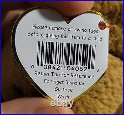 TY Beanie Baby Very Rare Curly the Bear with Tag Errors (1993/1996) & Brown Nose