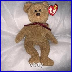 TY Beanie Baby Very Rare Curly the Bear with Tag Errors (1993/1996) & Brown nose