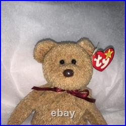 TY Beanie Baby Very Rare Curly the Bear with Tag Errors (1993/1996) & Brown nose