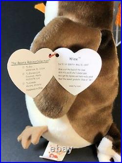 TY Beanie Baby Wise 1998 Retired With Many Errors On Tags. RARE COLLECTABLE NEW