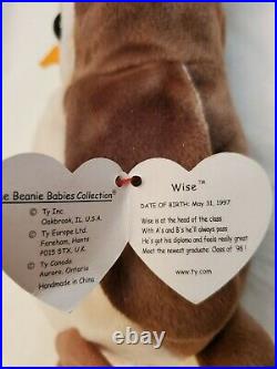 TY Beanie Baby Wise Rare! 1997/1998 Retired! Errors on tags! See pictures. Mint