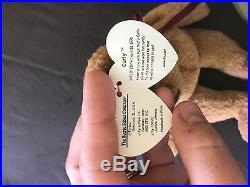 TY CURLY BEANIE BABY BEAR Retired With Tag Errors VERY RARE FREE SHIPPING
