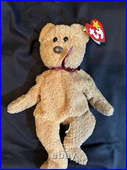 TY CURLY Beanie Baby VERY RARE the Bear withTag Errors (1993/1996) & Brown Nose