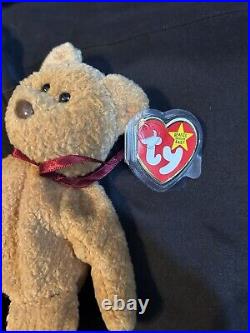 TY CURLY Beanie Baby VERY RARE the Bear withTag Errors (1993/1996) & Brown Nose