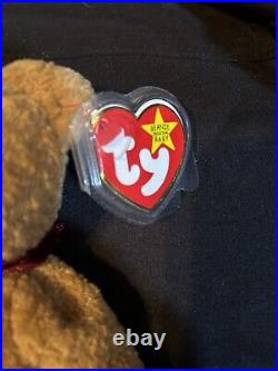 TY CURLY Beanie Baby VERY RARE the Bear withTag Errors (1993/1996) & Brown Nose