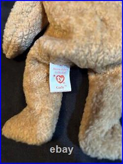 TY CURLY Beanie Baby VERY RARE the Bear withTag Errors (1993/1996) & Brown Nose