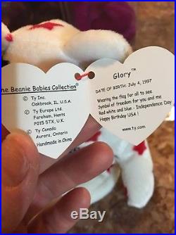 TY Glory Beanie Baby EXTREMELY RARE, 1997 Hang vs 1998 Tush, no tag number