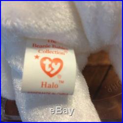 TY Halo Angel Bear Beanie Baby Rare Tush Tag #425 Brown Nose (ERROR) Collector