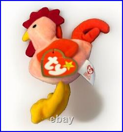 TY INC. 1993 Teenie Beanie Baby Strut the Rooster Tush & Heart Tags RARE Retired