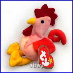 TY INC. 1993 Teenie Beanie Baby Strut the Rooster Tush & Heart Tags RARE Retired