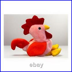 TY INC. 1993 Teenie Beanie Baby Strut the Rooster Tush & Heart Tags RARE Retired