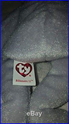TY Inc BILLIONAIRE BEAR #11 Beanie Baby Signed Mint with tags SIGNED rare