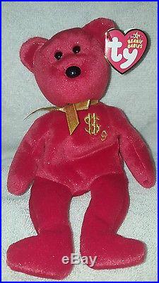 TY Inc BILLIONAIRE BEAR #9 Beanie Baby Signed Mint with tags SIGNED rare