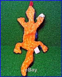 TY LIZZY Lizard RARE 1995 Beanie Baby RETIRED PVC Plush SUFRACE Tush Typo MWMT