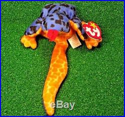 TY LIZZY Lizard RARE 1995 Beanie Baby RETIRED PVC Plush SUFRACE Tush Typo MWMT