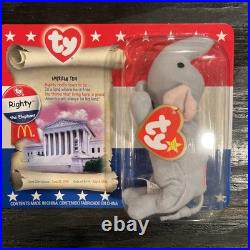 TY McDonald's Beanie Baby Righty The Elephant 1996 Rare Tag Errors, New