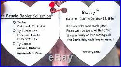 TY Original Beanie Baby Batty P. V. C. RARE (1996) Retired