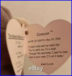 TY Original Beanie Baby Canyon The Cougar 1998 Vintage Collectible Retired Rare