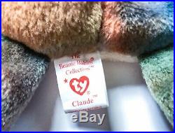 TY Original Beanie Baby Claude 1996 PVC 1st Edition RARE WITH TAG ERRORS