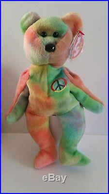 TY Peace Bear Beanie Baby, Rare Retired China 1996 Mint Condition bb b 27p