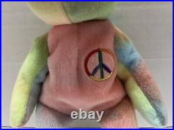 TY Peace Bear Beanie Baby With P. E Pellets Rare Retired Original 1996