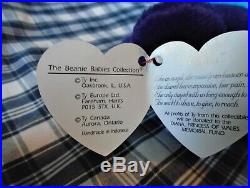TY Princess Diana Beanie Baby Bear PVC Pellets. 1st Edition Rare 1997 PVC