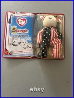 TY Rare Beanie Baby Spangle The Bear 1999 With White Face