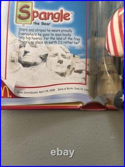 TY Rare Beanie Baby Spangle The Bear 1999 With White Face