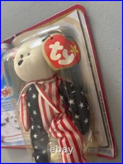 TY Rare Beanie Baby Spangle The Bear 1999 With White Face