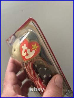 TY Rare Beanie Baby Spangle The Bear 1999 With White Face