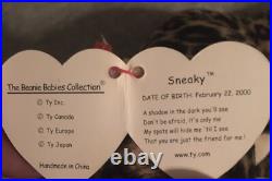 TY SNEAKY the LEOPARD BEANIE BABY MINT with MINT TAGS! RARE